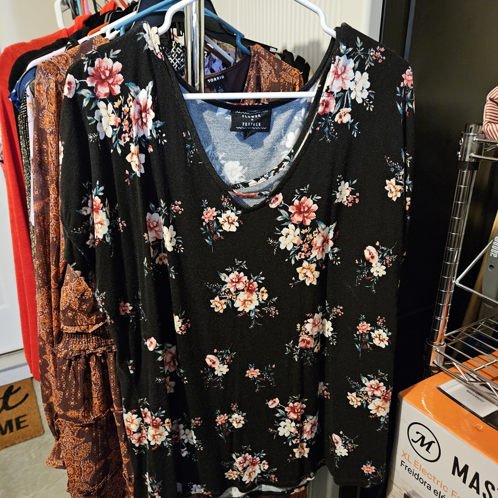 Torrid Black Floral Blouse